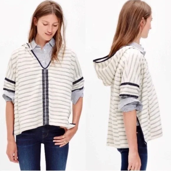 NWOT Madewell Women's Elise Embroidered Hooded Tunic Top Medium Large Pockets - Picture 4 of 15